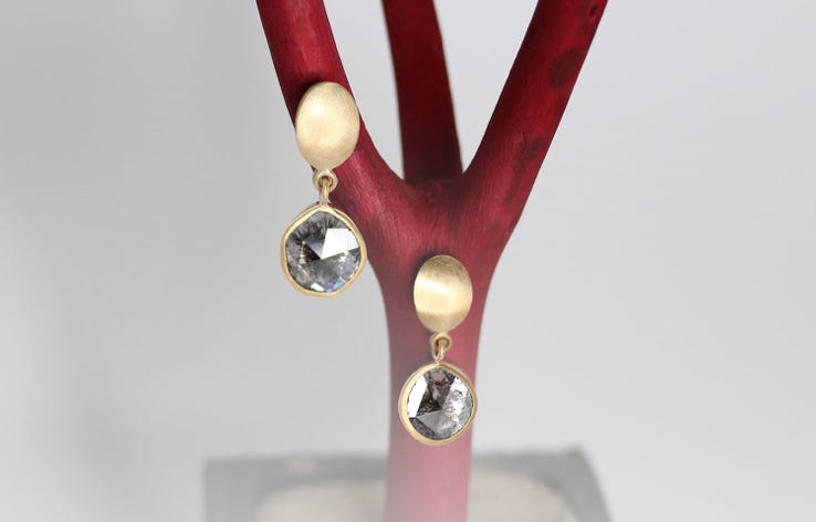 Ohrhänger 750 Gelbgold Diamantrosen Platin