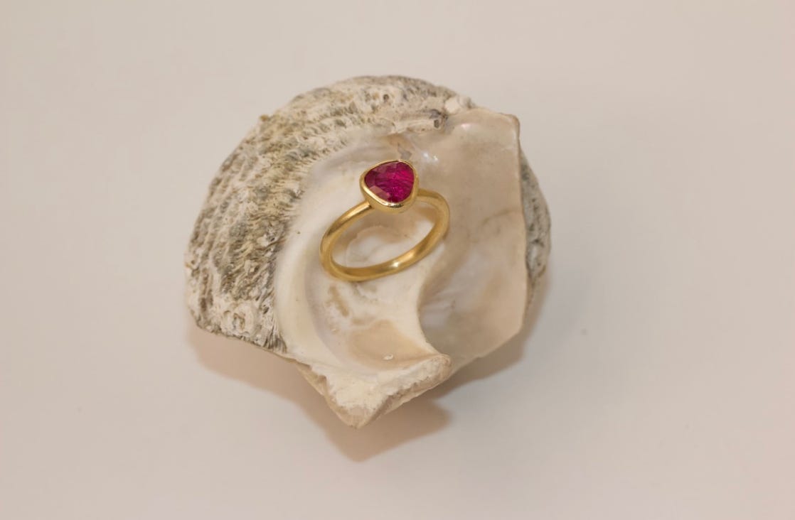 Verlobungsring 750 Gelbgold Rubin
